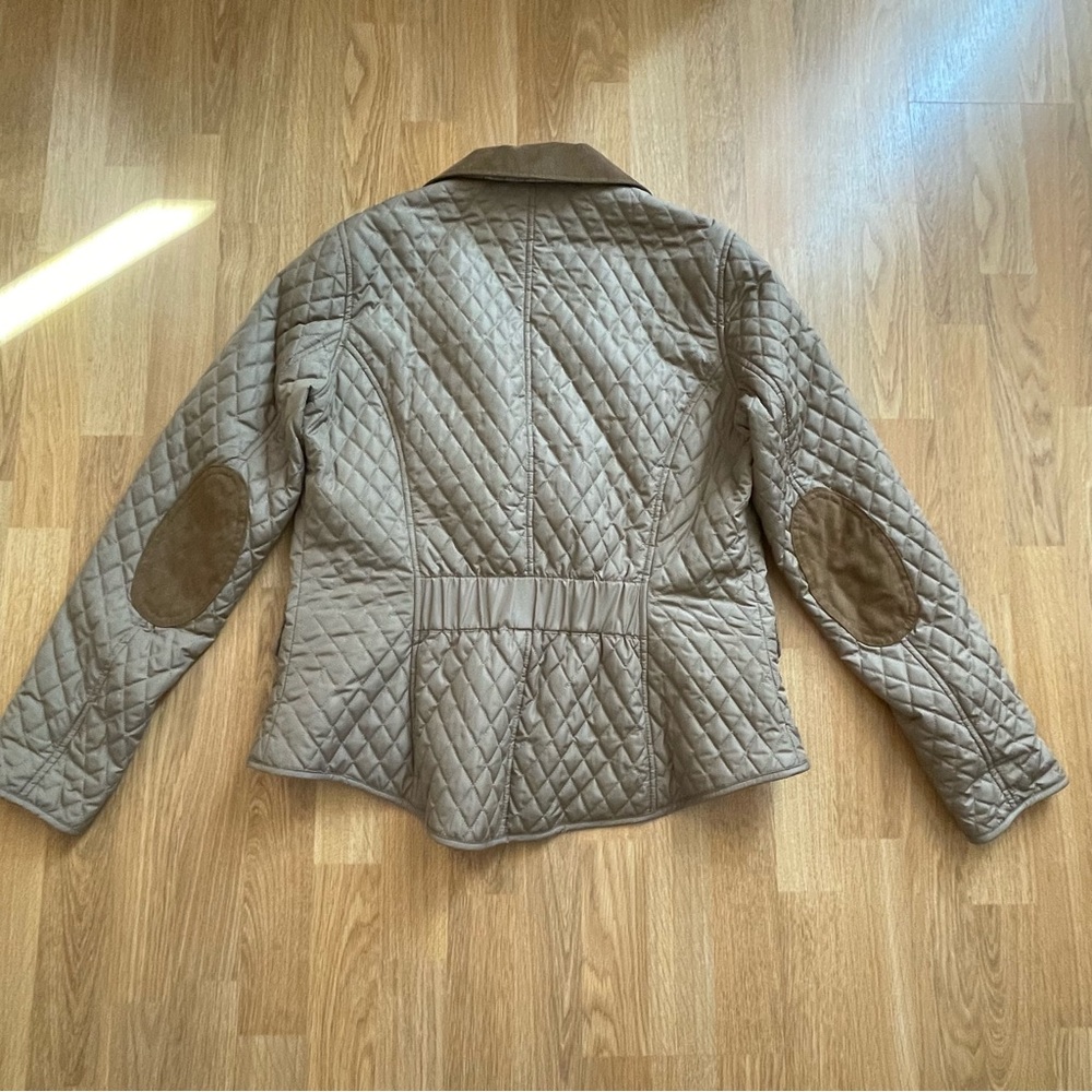 Barbour Downham Women's Quilted Tan Blazer with Brown Accents US Size 12 - Picture 11 of 16